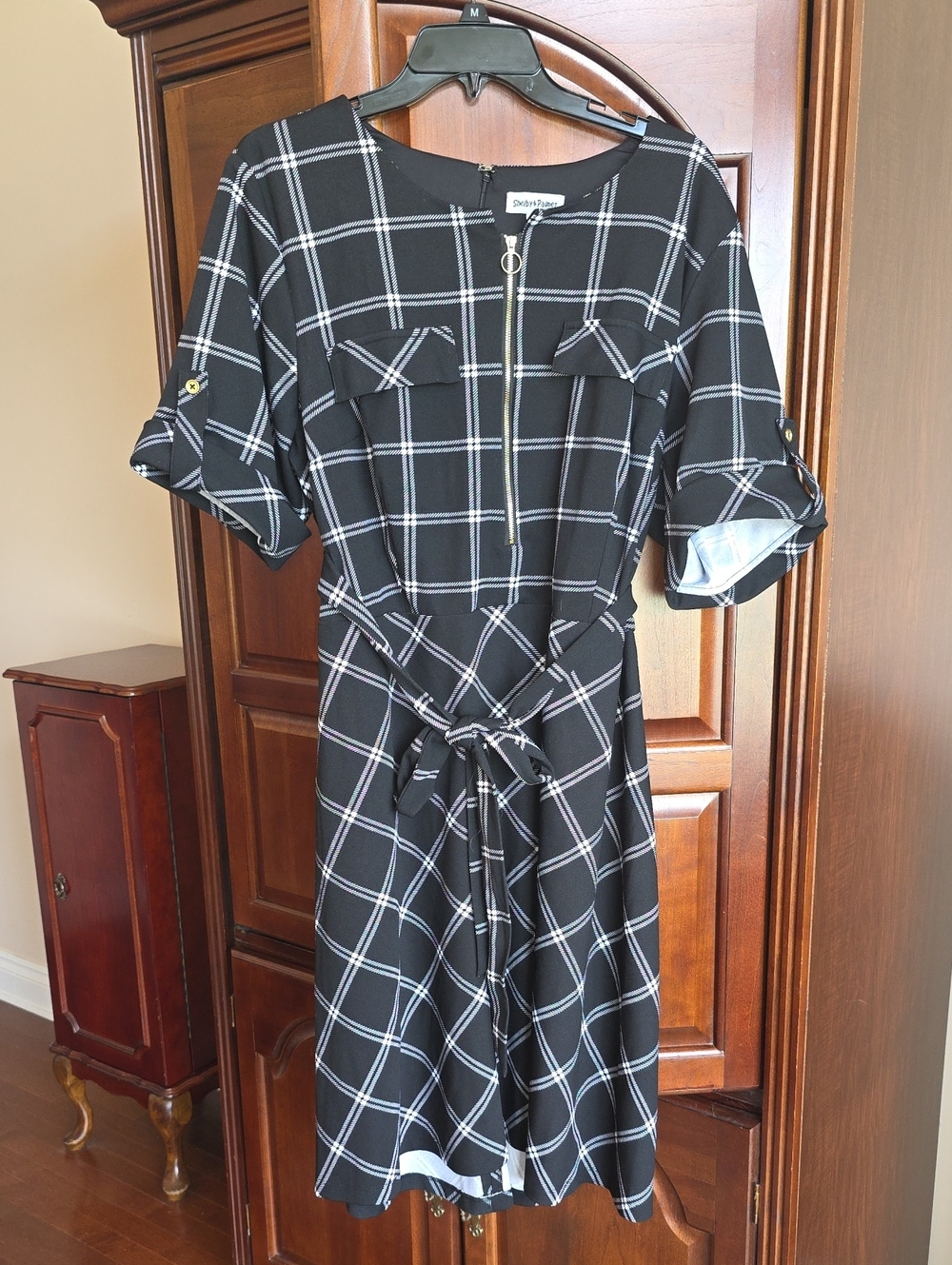 Shelby & Palmer Plaid Zip-Front Belted Dress 20w
